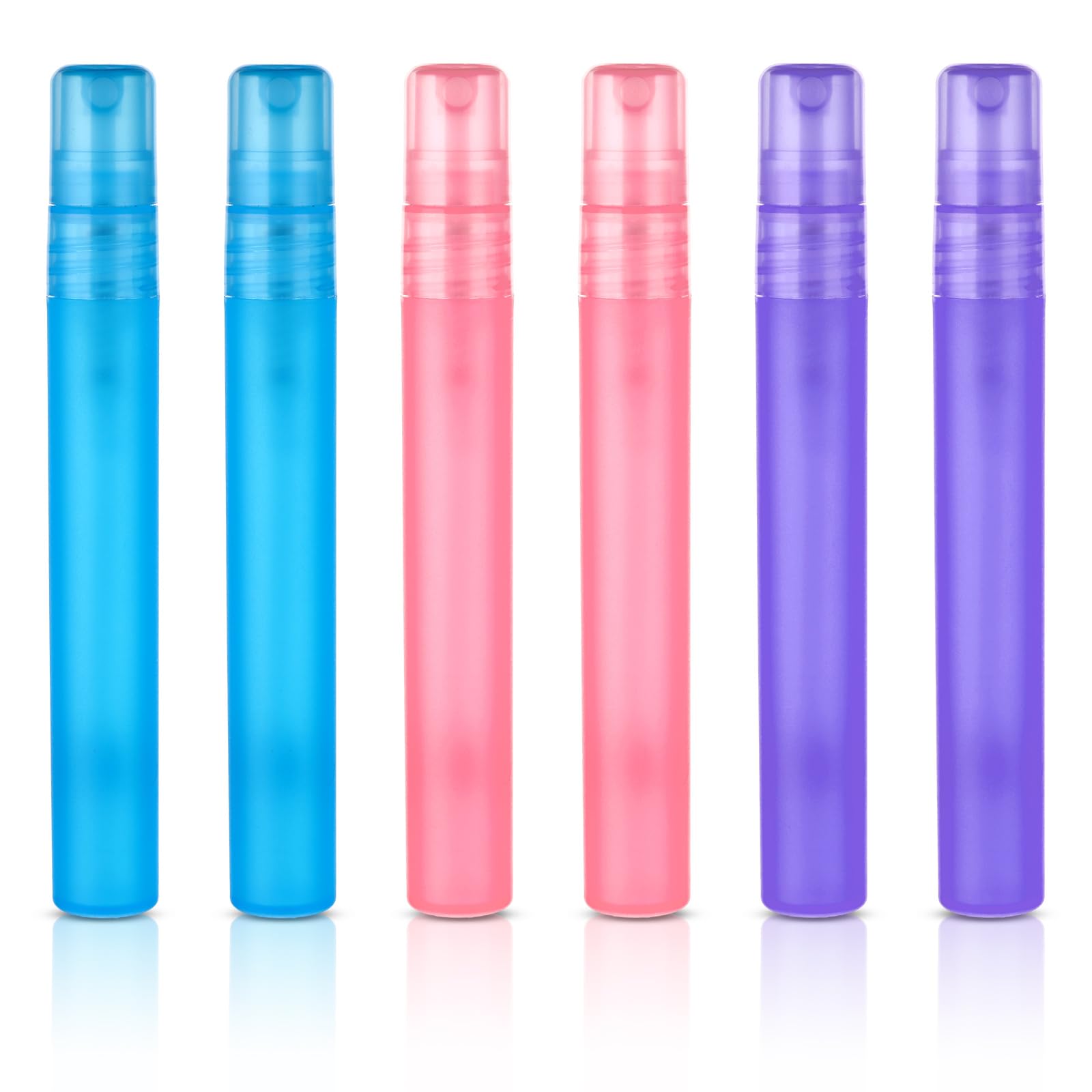 Amaxiu Mini Portable Spray Bottles, Refillable Perfume Bottle Travel Size Small Empty Sample Container Plastic Frosted Atomizer for Water Perfume Hair, 6Pcs, 10ml/0.34 oz(Multicolor)