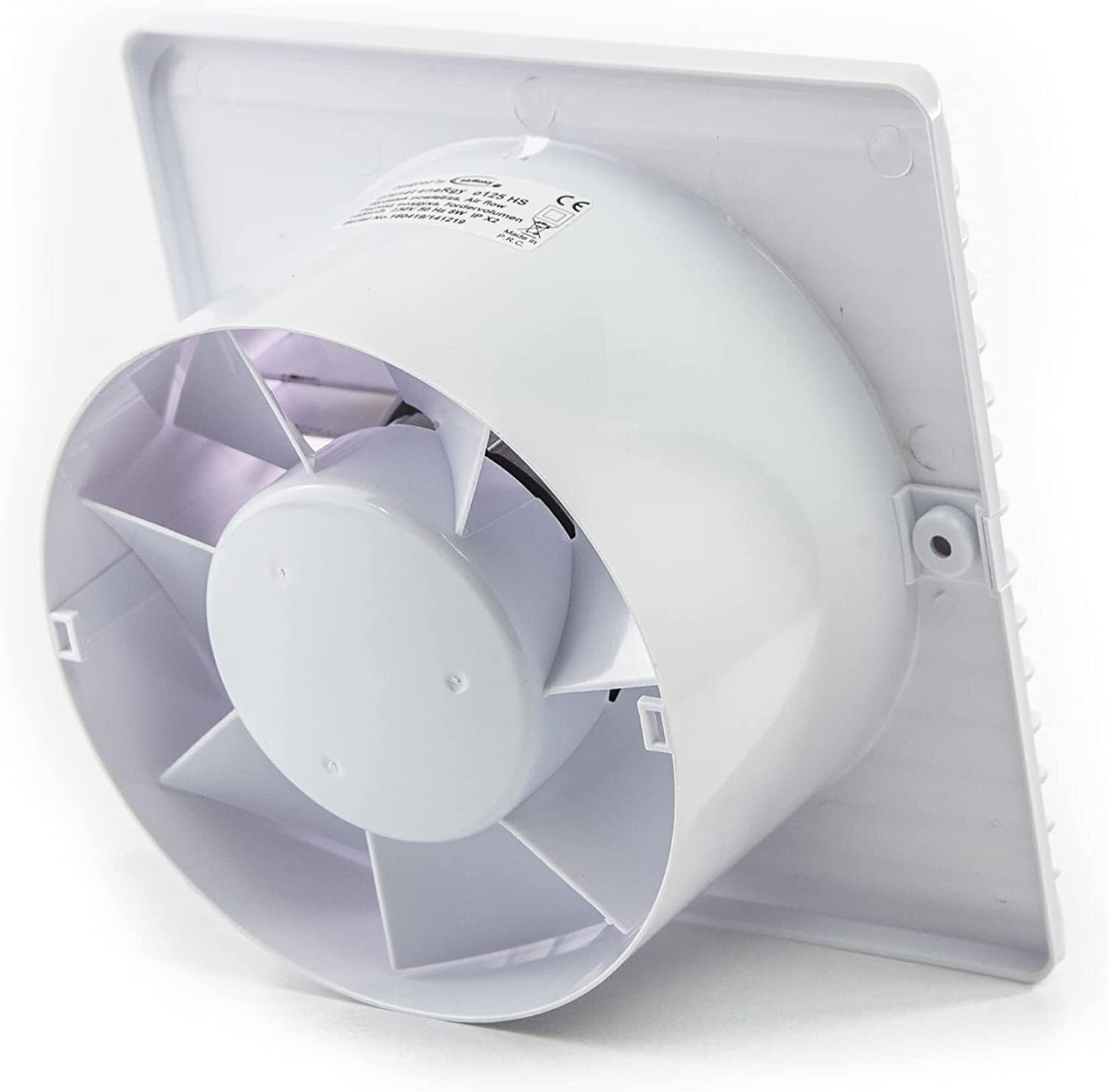 MKK Ventilateur de salle de bain - Ventilateur mural pour espace de vie, blanc, Ø 80 mm, silencieux, câble + interrupteur