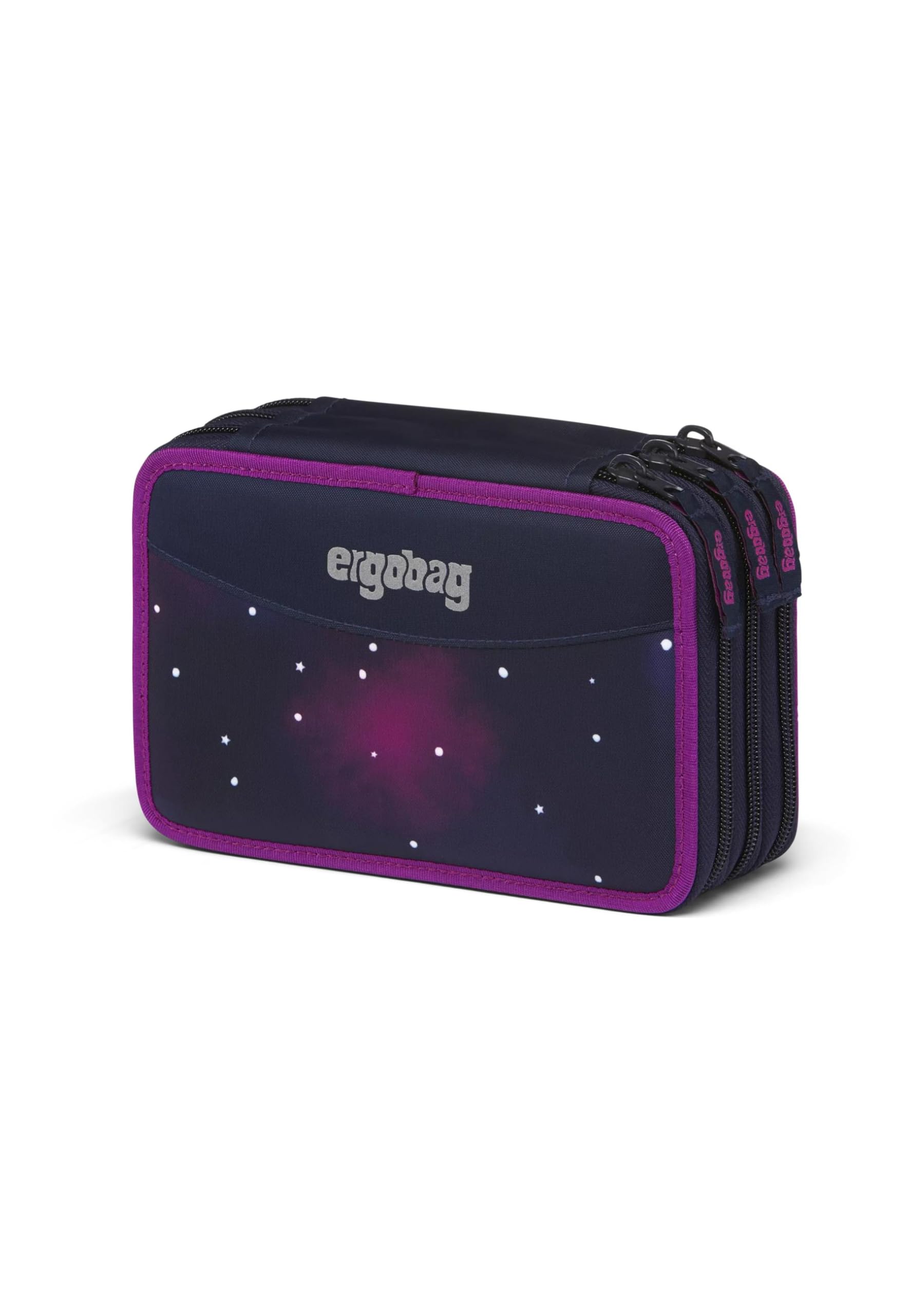 ergobag Maxi-Mäppchen Set 40-Teilig, Lyra Bunt- und Filzstifte, Kleingeld Fach, Lineal, Schere Bärlaxy - Lila