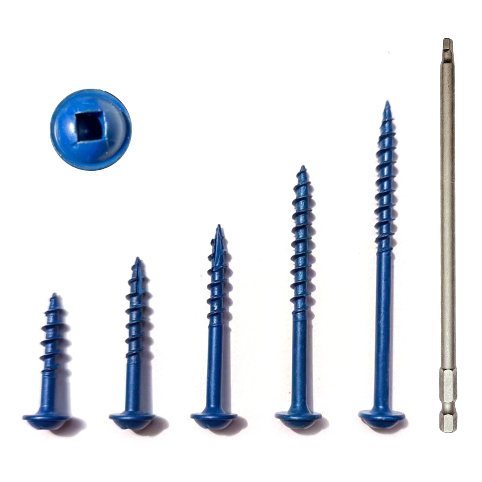 TOPMALLEX Pocket Hole Screw Kit 700PCS in 5 Sizes #8 x 1, 1-1/4", 1-1/2", 2", 2-1/2", Blue Coated Pocket Screws, Coarse Thread Wood Screws with Square