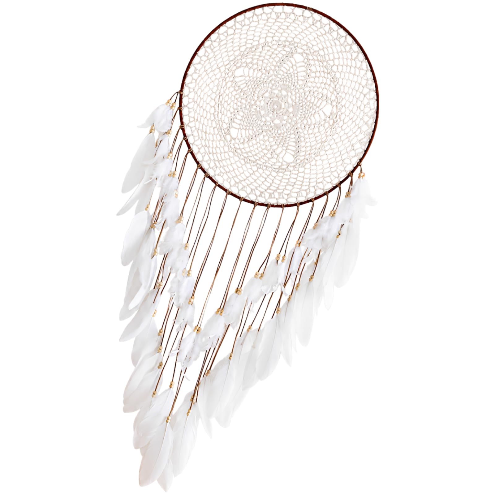 Traumfänger mit LED-Lichtern, Federdeko und gewebtem Wandbehang mit Naturquasten, handgemachte Boho-Wandkunst für Schlafzimmer, Wohnzimmer, Zuhause, Hochzeit, Party und als Geschenkidee
