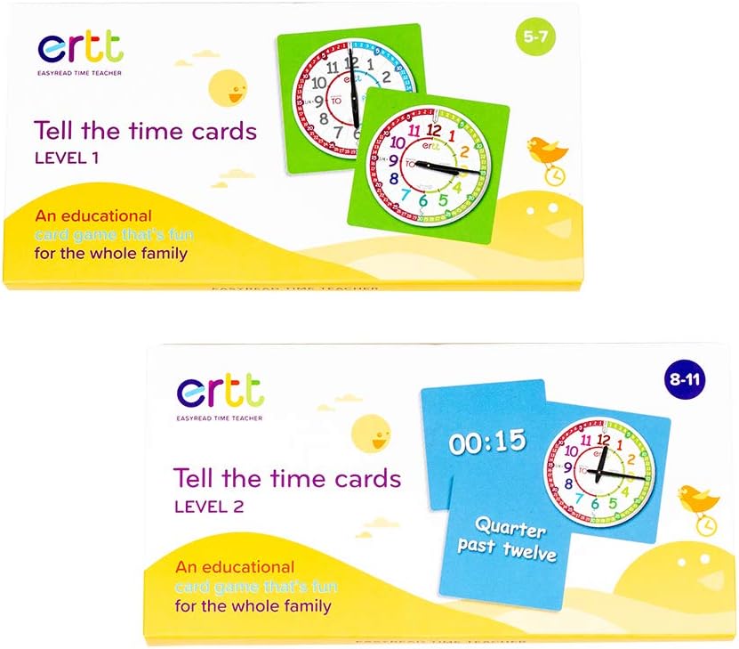 EasyRead Time Teacher ertt PC-1-2 Tell The Time Card Game Set - Levels 1 & 2