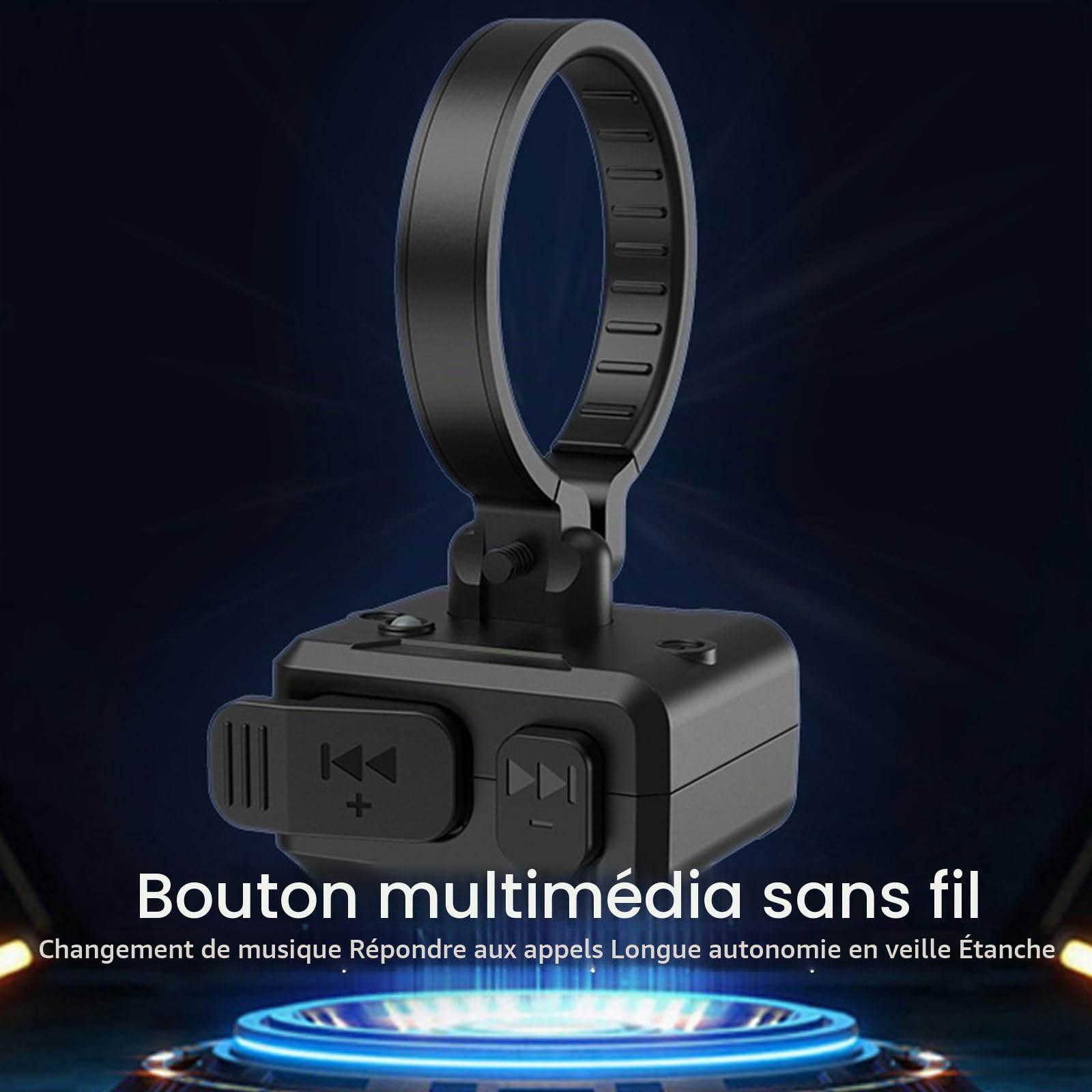 Bouton multimédia Bluetooth sans fil IPX6 étanche pour guidon de moto, vélo, assistant vocal Siri, télécommande rechargeable pour iPhone/Android