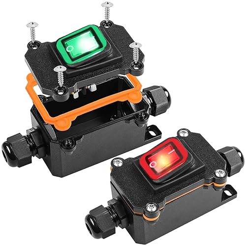 MKBKLLJY 2 interruptores de cable en línea de 12 V CC 20 A, IP66, interruptor impermeable DPST 4 pines, 2 posiciones de encendido y apagado,