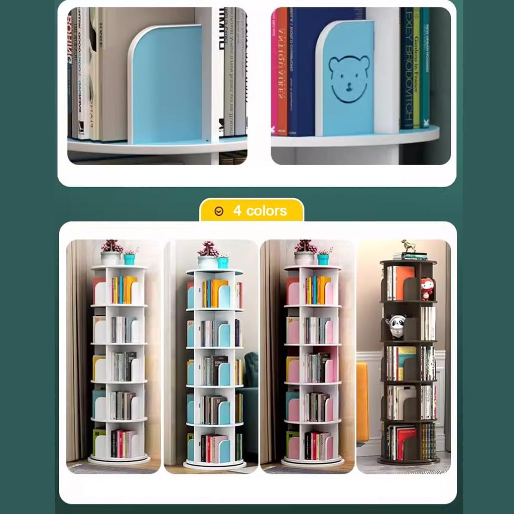 Libreria girevole a 6 ripiani – Libreria angolare girevole a 360° per soggiorno pavimento moderno Stora nizer elegante scaffale per libri e decorazioni