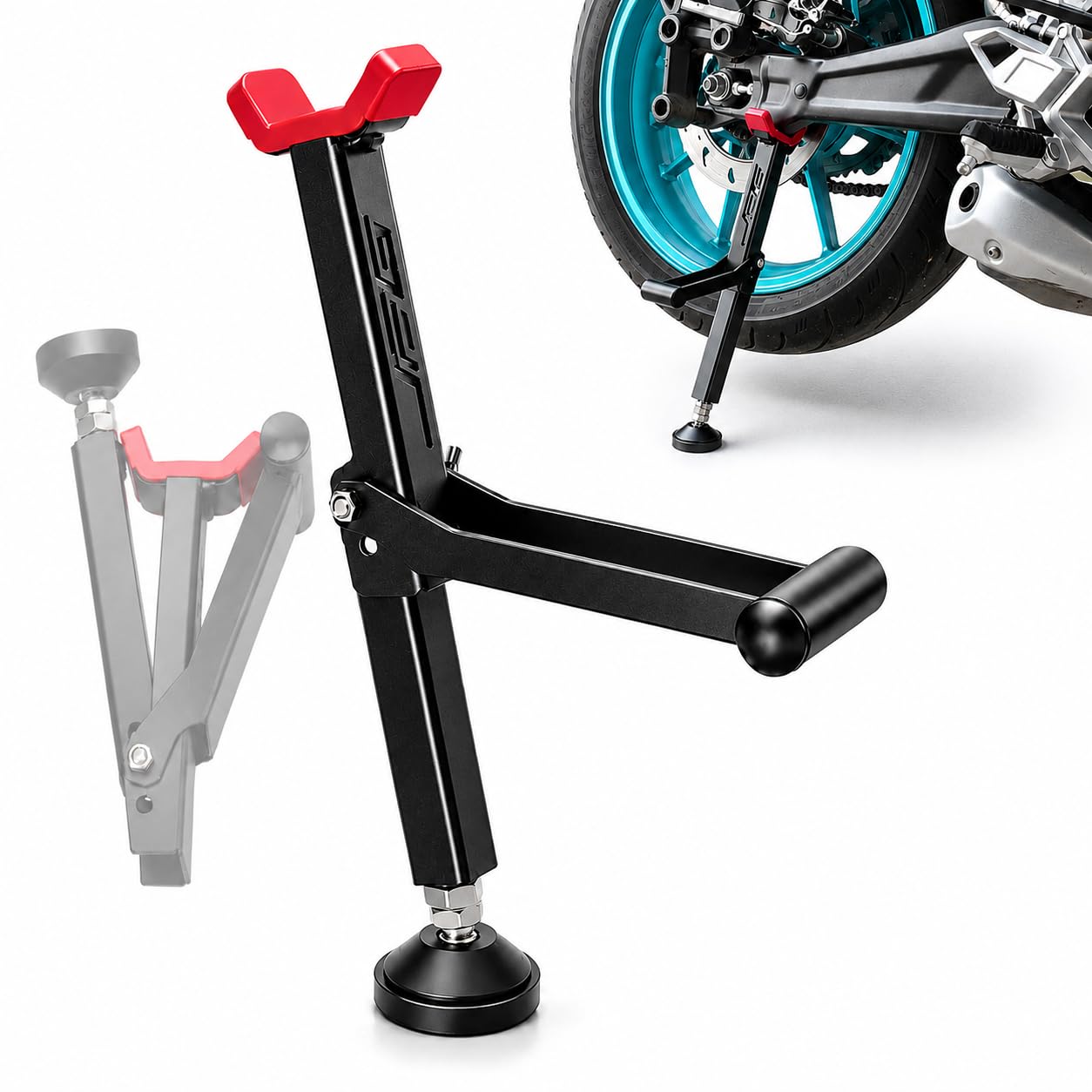 Support de levage de roue arrière et avant de moto, facile et portable, deuxième génération pour la plupart des roues de moto