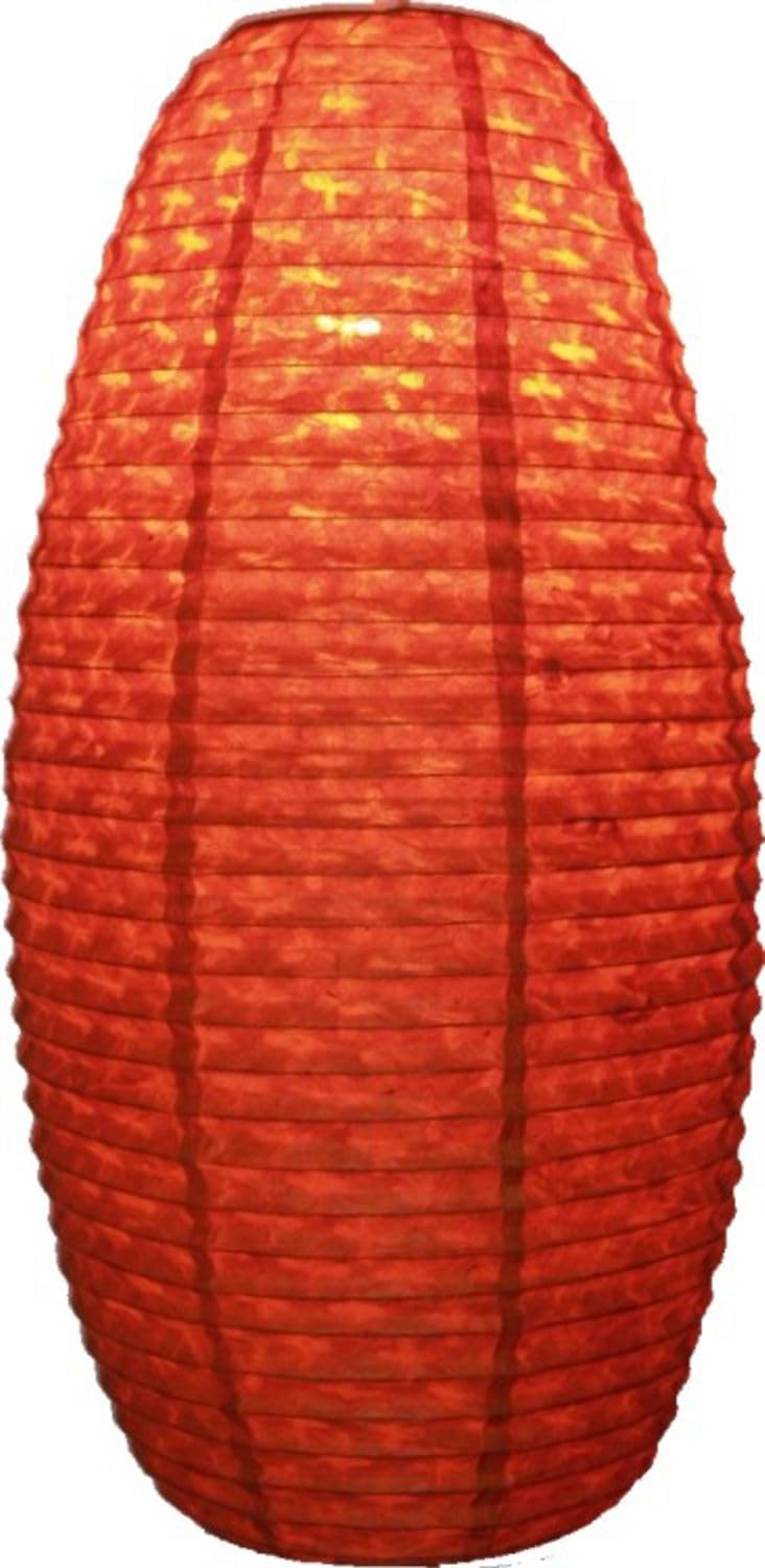 Suspension Vintage Abat-jour En Tissu - Orange Et Rouge - Années 60/70
