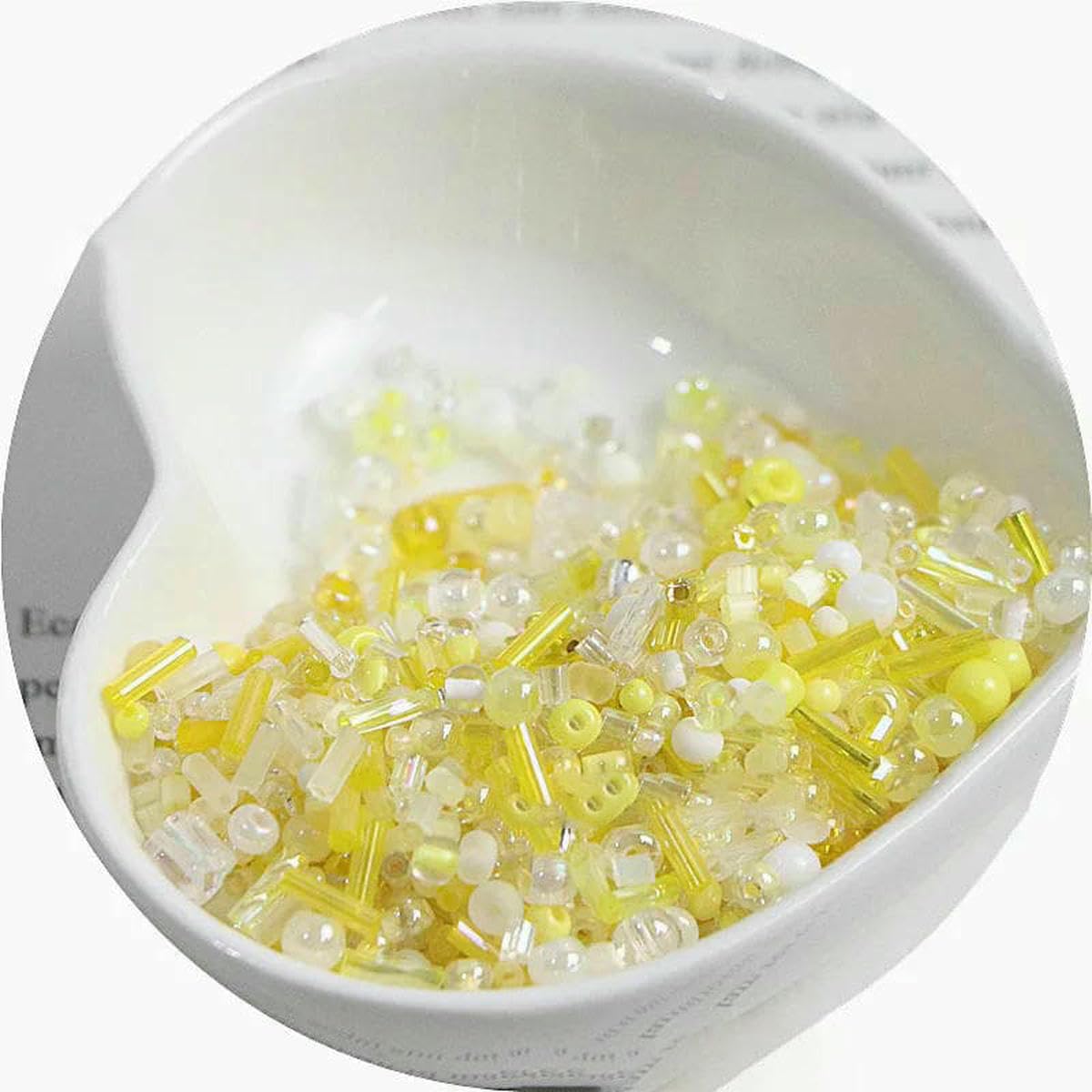 Kit de fabricación de pulseras, cuentas de tubo de corneta de cristal, cuentas espaciadoras, materiales de cuentas sueltas para pulseras y collares hechos a mano, serie de polvo amarillo de 10 gramos