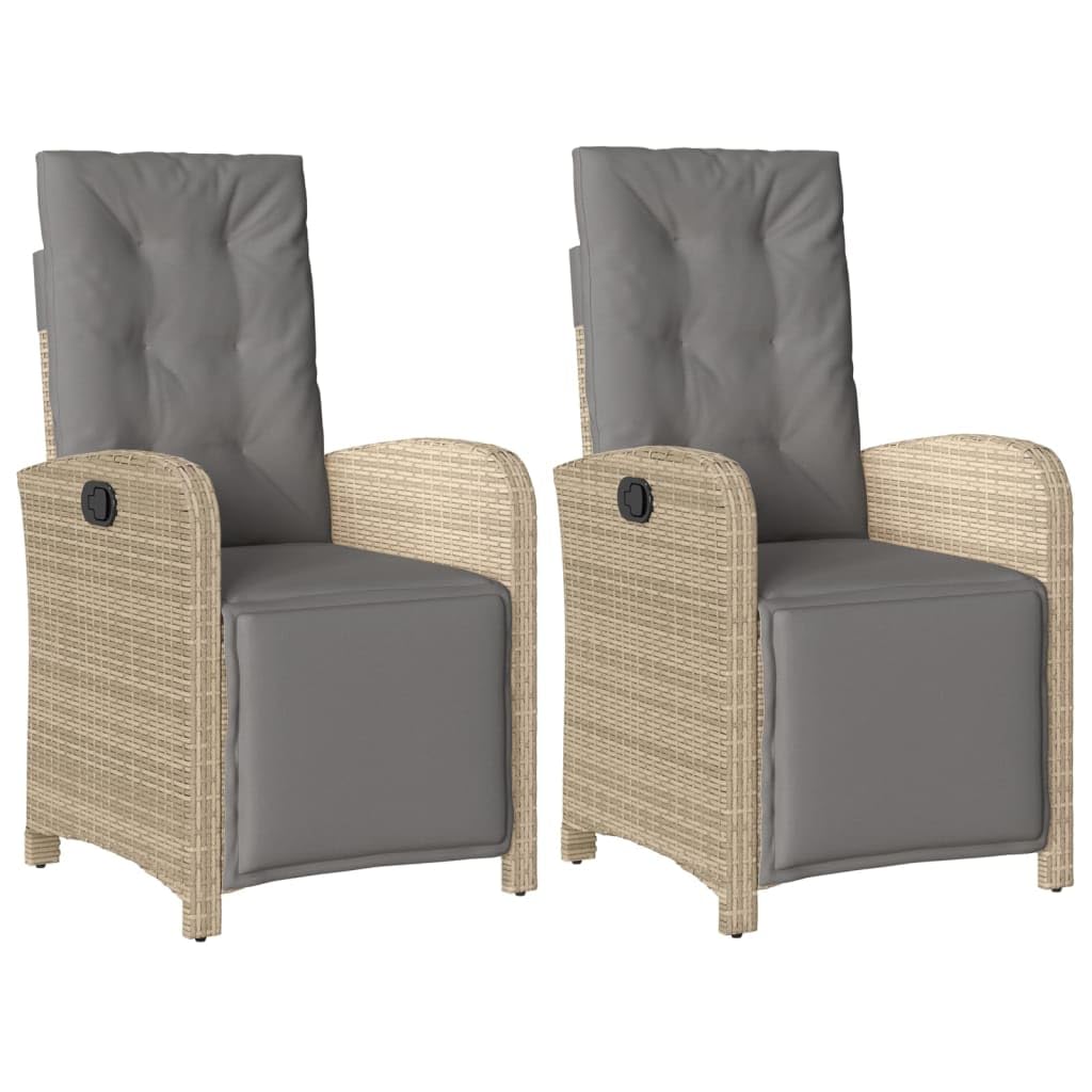 Poltrona reclinabile giardino poggiapiedi 2 pz rattan PE beige mix sedie esterno resistente alle intemperie poltrone per terrazze mobili da giardino Poltrone da giardino