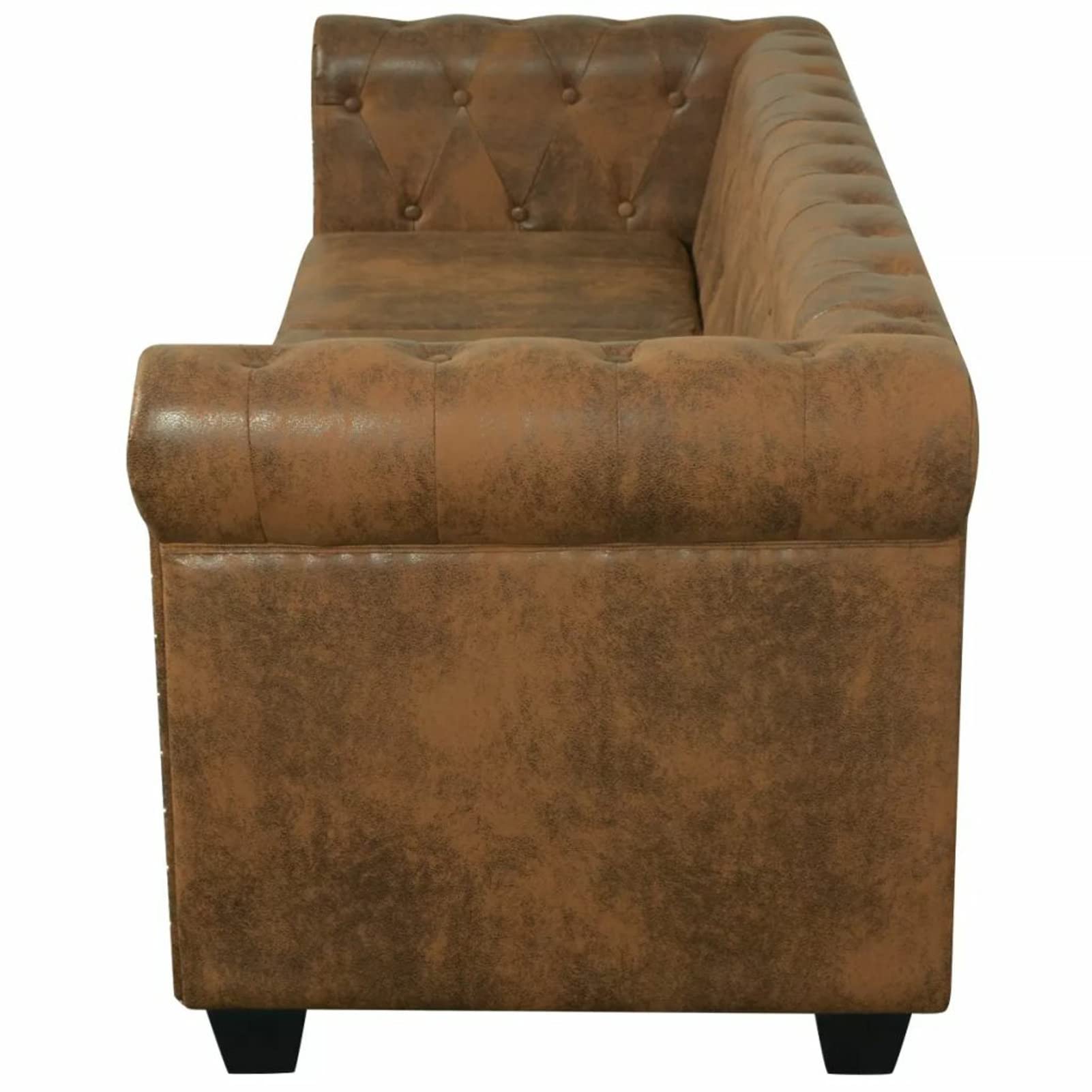 Mogou Divano Chesterfield 3 posti, Divano Letto, Divani Salone, Poltrona Divano Letto, Divani Moderni, in Pelle Artificiale Marrone