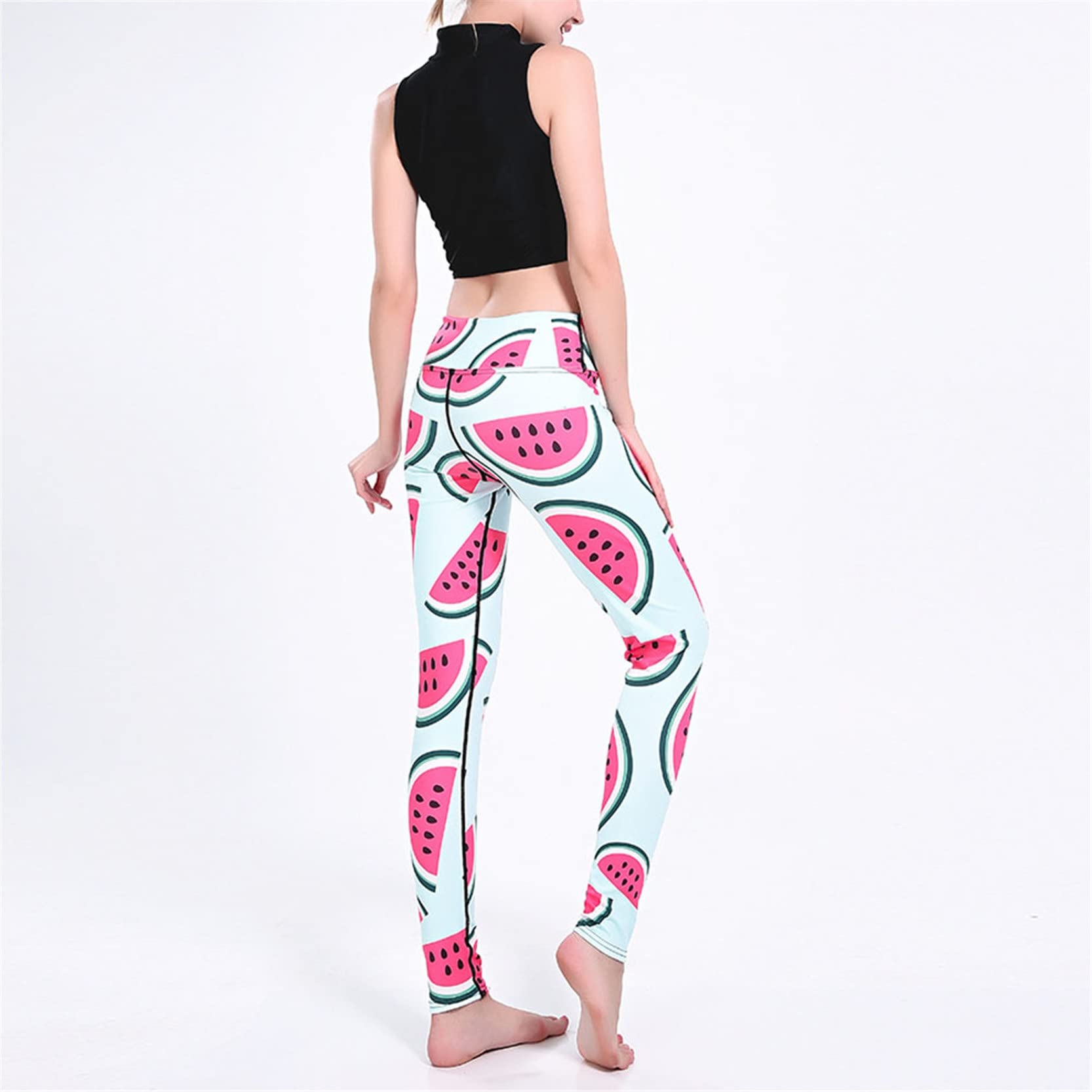 Leggins Mujer Fitness Mallas Deportivo Pilates, Pantalones de la sandía de la moda de las mujeres Pantalones de yoga Pantalones de entrenamiento delgado de la cintura alta Leggings de los deportes de