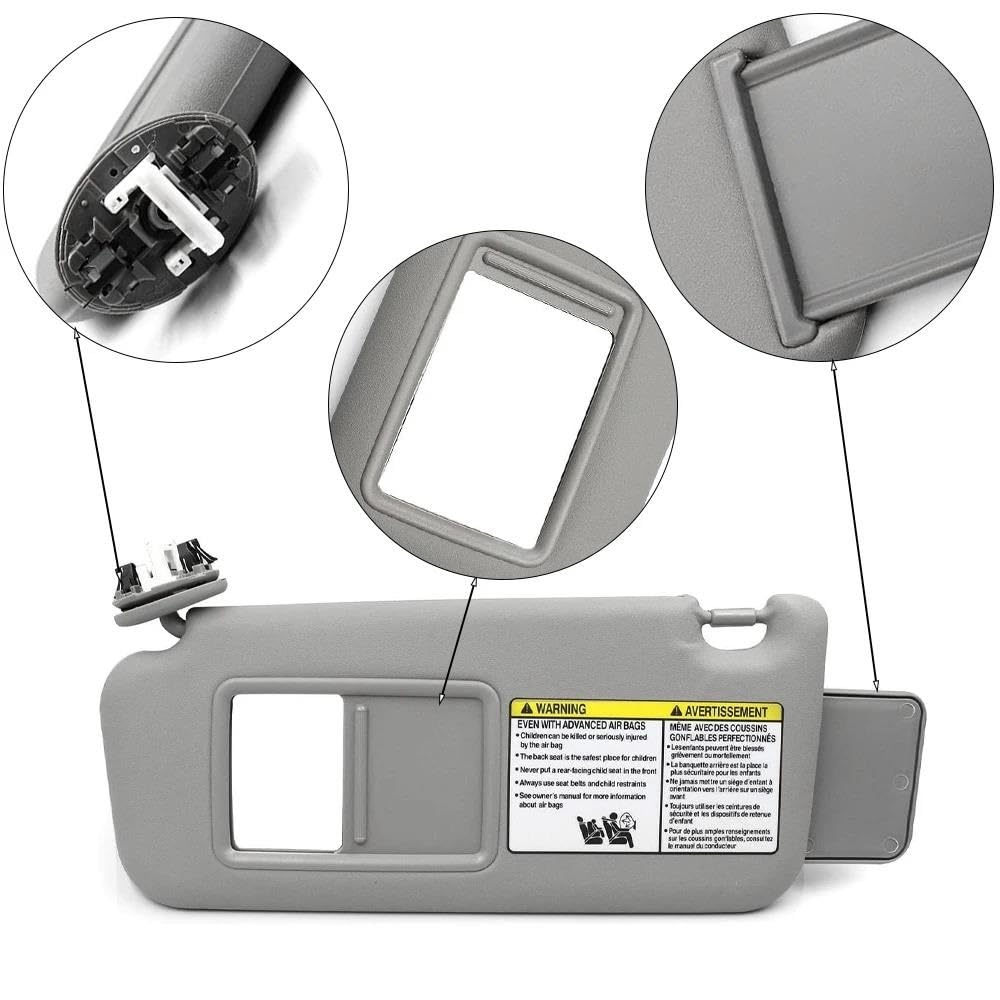 Tendine Parasole Auto Visiera parasole per auto per Toyota per RAV4 2006-2015 2016 2017 2018 Sostituzione del pannello anteriore Parasole Parabrezza(13-18 Gray Left)