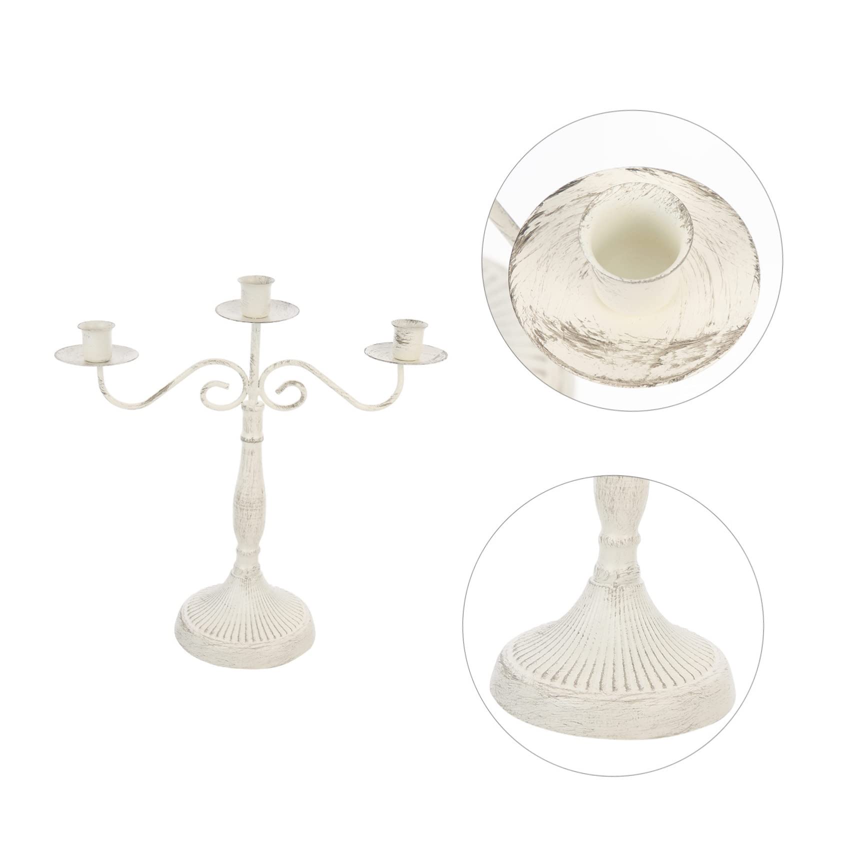 Candelabro Multi-braccio in Ferro Bianco, Stile Vintage