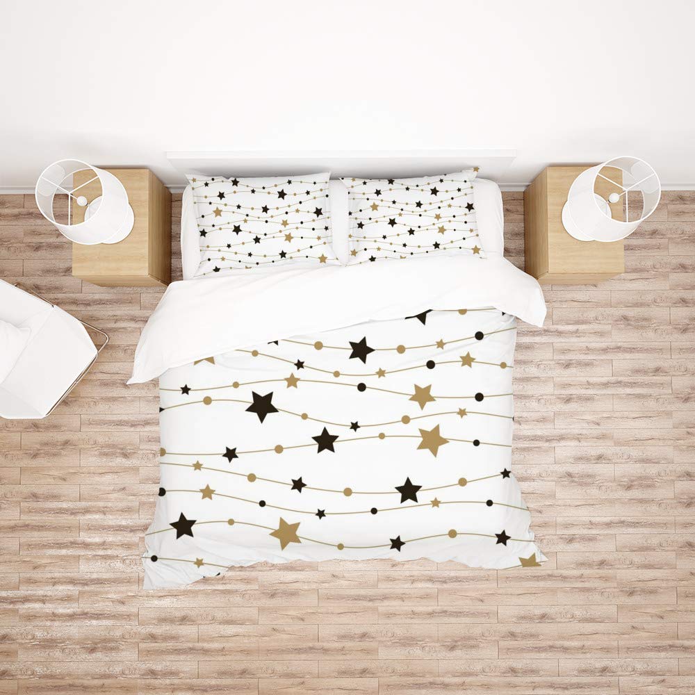 Parure de lit polyester facile d'entretien et housse de couette étoiles dorées