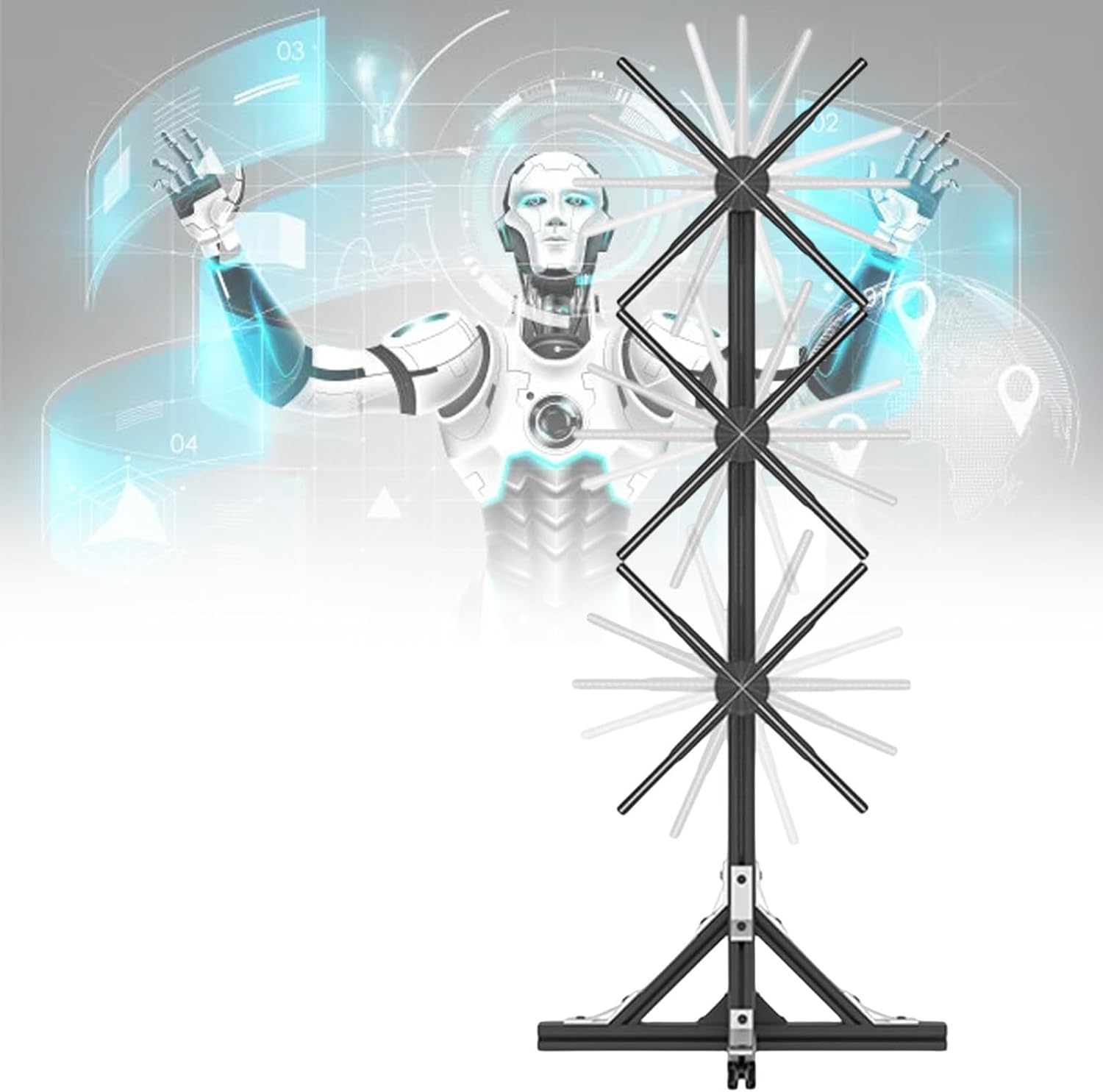 LED Hologram Fan Projection Machine 3D,for Shop, Bar, Party Advertising Display,1x3 Rotated Splicing Vertical Advertising Equipment 624 LED Beads