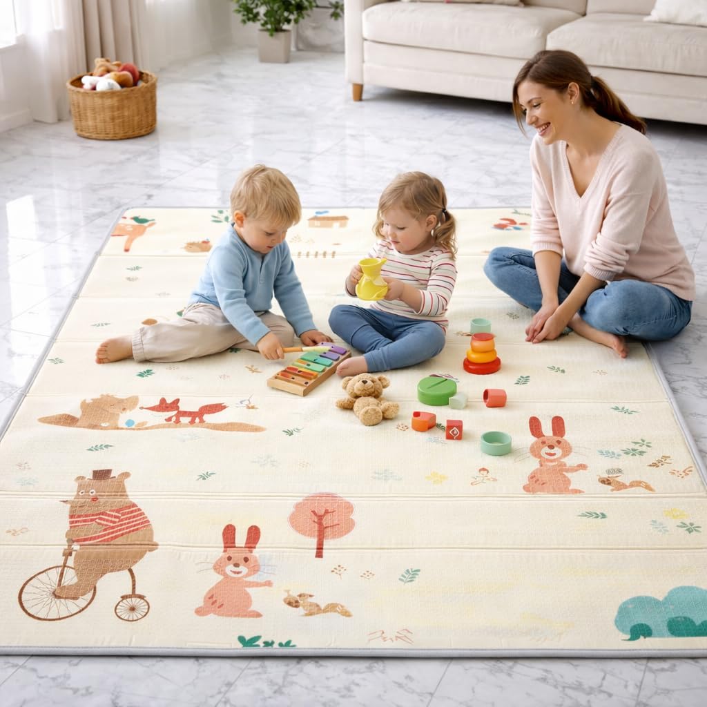 Tappeto Gioco Montessori Pieghevole Impermeabile 180x150x1 cm Schiuma per Bambini