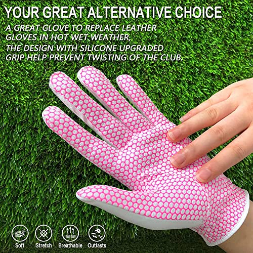 AXKAL Lady Golf Gloves Right Hand Women All Weather Weathersof Grip Fashion Printing Color Value 3 Pack - Image 3