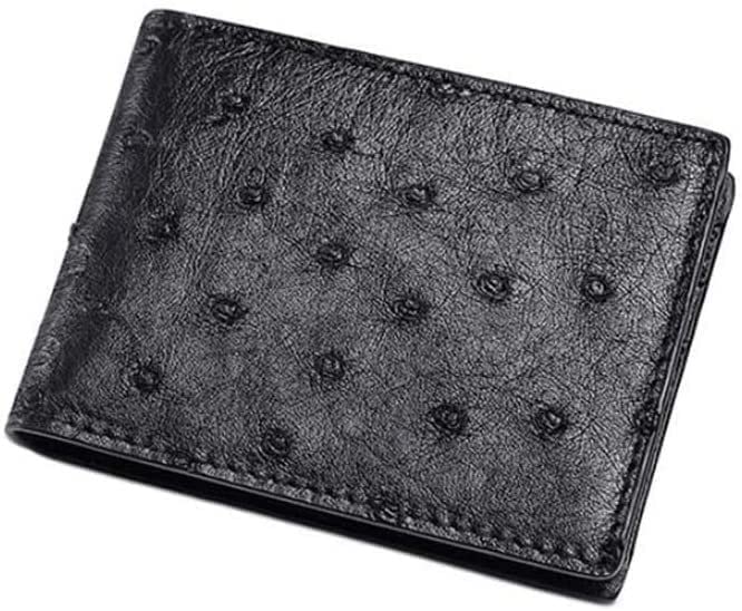 RWCCCRWS Men's Slim Card Holder Minimalist Ostrich Skin Credit Card Holder Holds Up to 8 Cards Men's 4.33 × 3.15 × 0.6 Inch (Color : Black)
