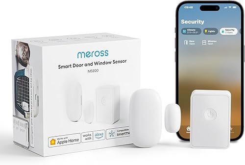 meross Smart WiFi Door & Window Sensor Kit, Support Apple HomeKit, Alexa, Google, SmartThings for Burglar Alert, 328ft Range, Home Automation,