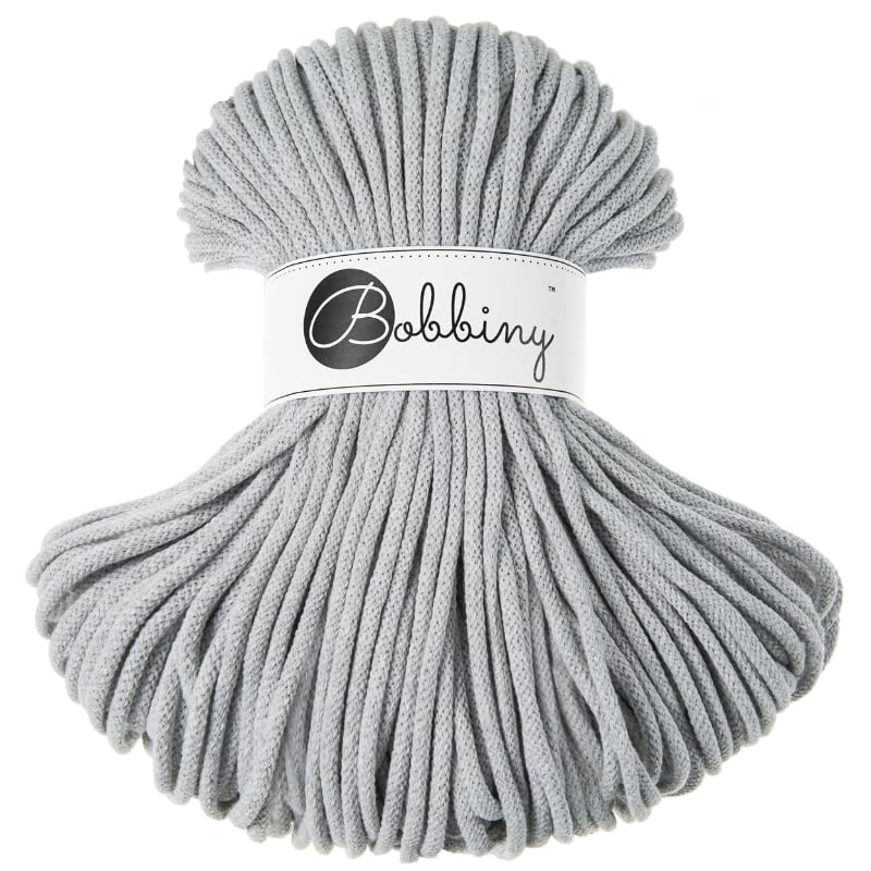 Bobbiny Premium 5mm Braided Macrame Cord (Light Grey) 100m — image 1