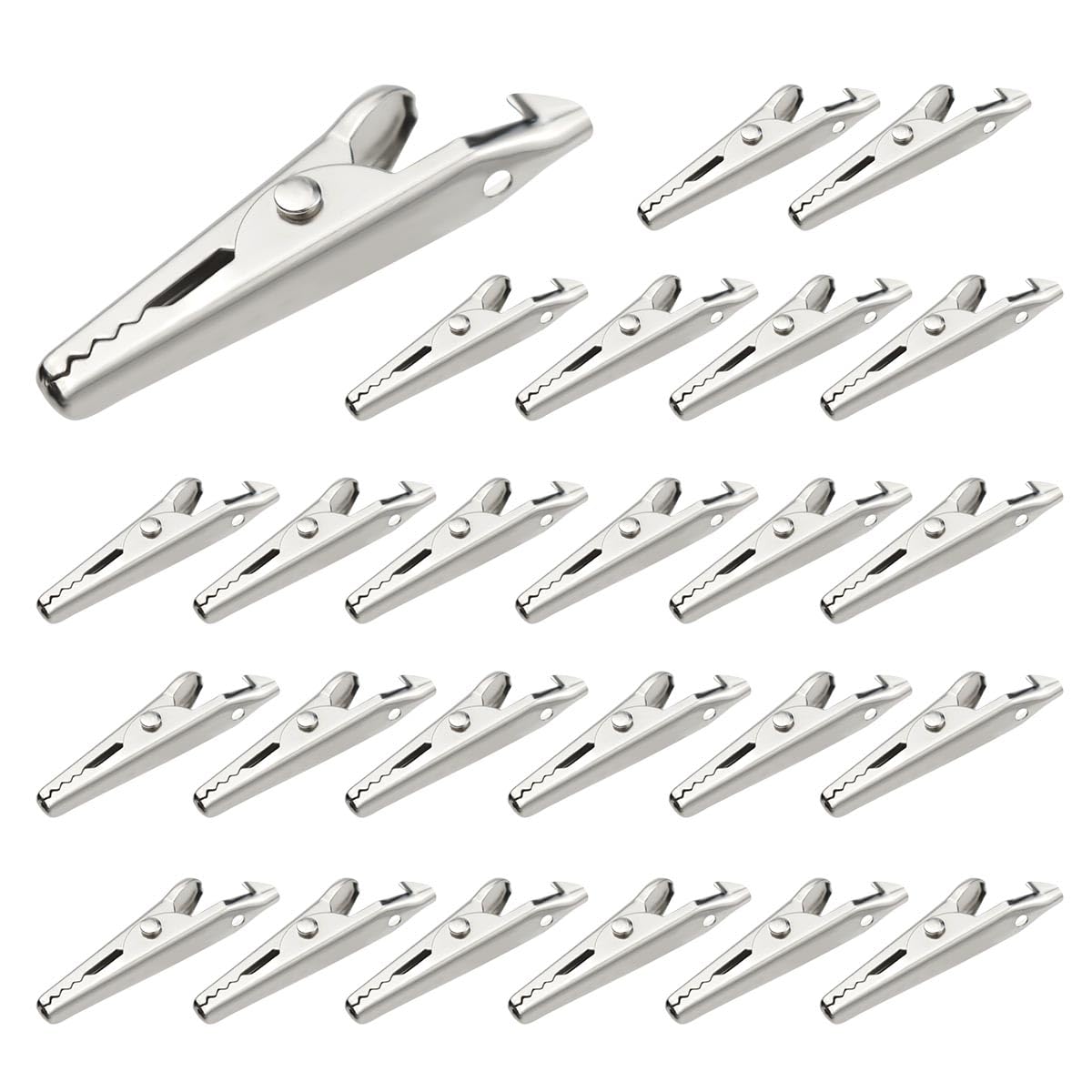 25 Pcs Nickel Plated Alligator Clips Metal Alligator Clip Crocodile Electrical Clamps Silver Nickel Plated Test Wire Spring Clamp Silver Tone
