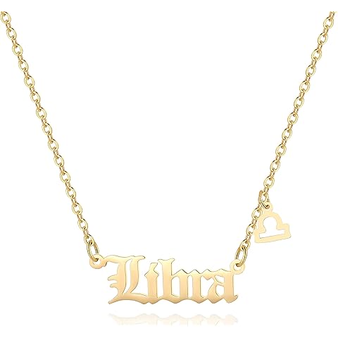QXTX Zodiac Necklace,Zodiac Sign Pendant Necklace for Women,18K Gold Plated