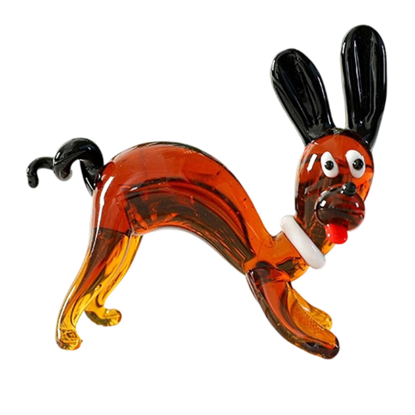 Tsophreniq Delicate Glass Dachshund Statue Decorative Accent Miniature Animal Figurine for Bookshelves and Windowsill Ornament Decorative Glass Dog