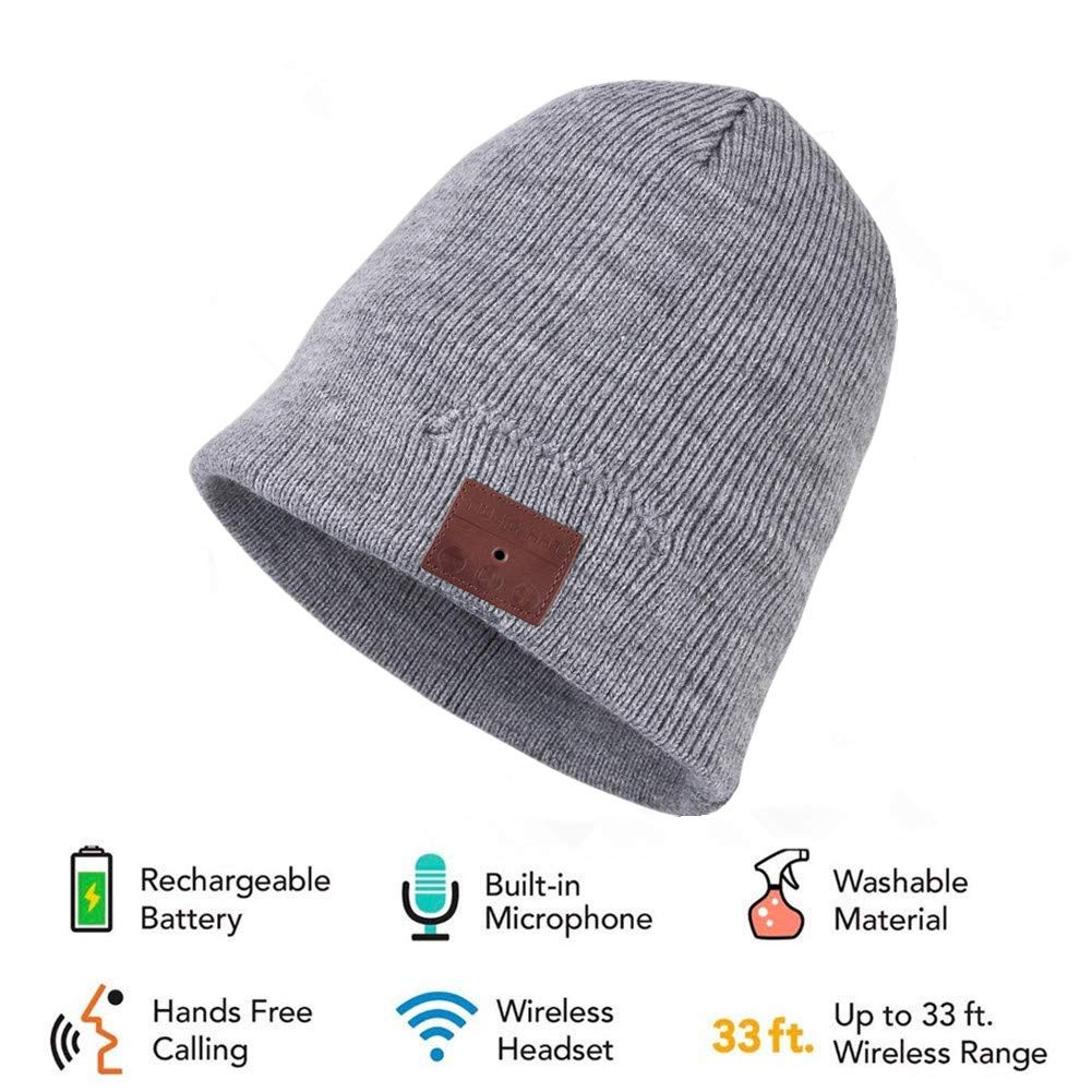 HaetFire Uomo Donna Cappello Bluetooth Berretto e Guanti, Inverno Caldo Lavorato Cappello Sportivi a Maglia Senza Fili Bluetooth Cuffia Musica Cappello per Corsa Sci Regalo di Natale