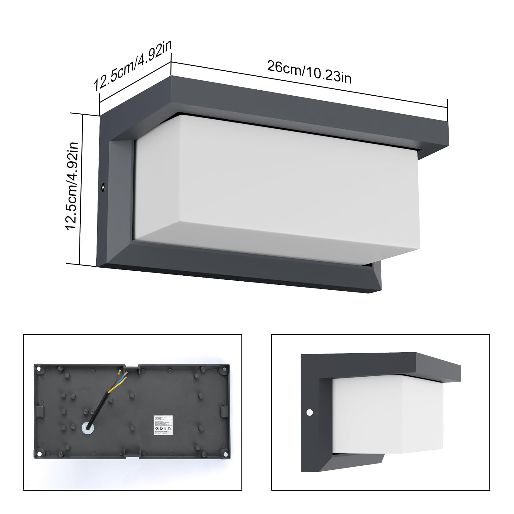 Klighten 2 lampade da parete per esterni, attacco E27, IP65, potenza massima 60 W, lampade da parete adatte per interni ed esterni, terrazza, antracite (senza lampadina)