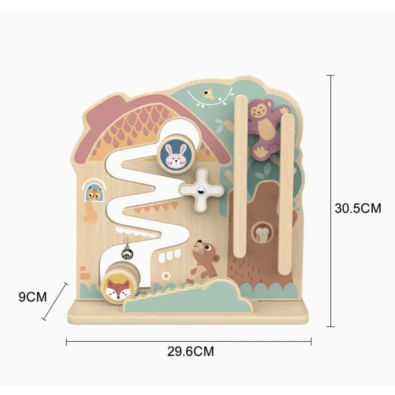 Tooky Toy Panel de actividades Bosque y Animales Madera FSC: Juguetes para niños, juguete educativo Montessori, promueve el desarrollo motor y cognitivo, regalo a partir de 1 año