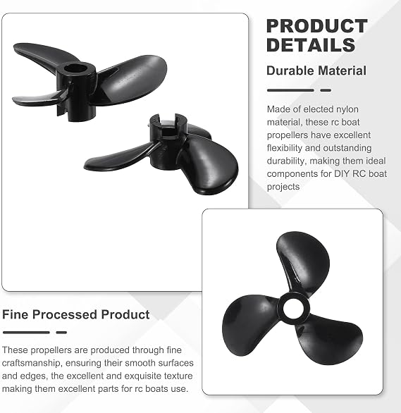 sourcing map RC Boat Propeller, 3 Blades Propellers Hole Dia OD CW Clockwise Rotating Drill Propeller for RC Boats, DIY Ship Model,