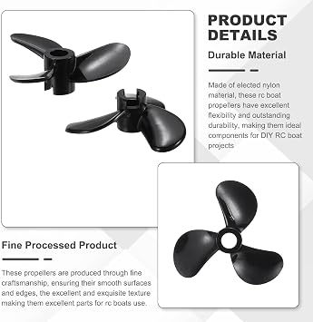 sourcing map RC Boat Propeller, 3 Blades Propellers Hole Dia OD CW Clockwise Rotating Drill Propeller for RC Boats, DIY Ship Model,