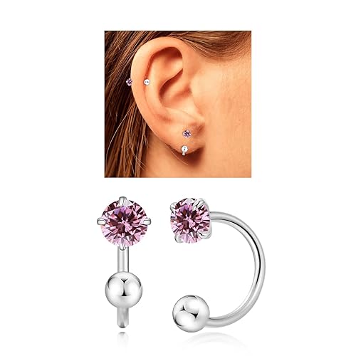 Miniatura 8 de Huggie Half Hoop Earrings for Women Girl Tiny Cartilage Earring Birthstone Stud Earrings For Women Hypoallergenic Stud Earrings Cartilage Earring
