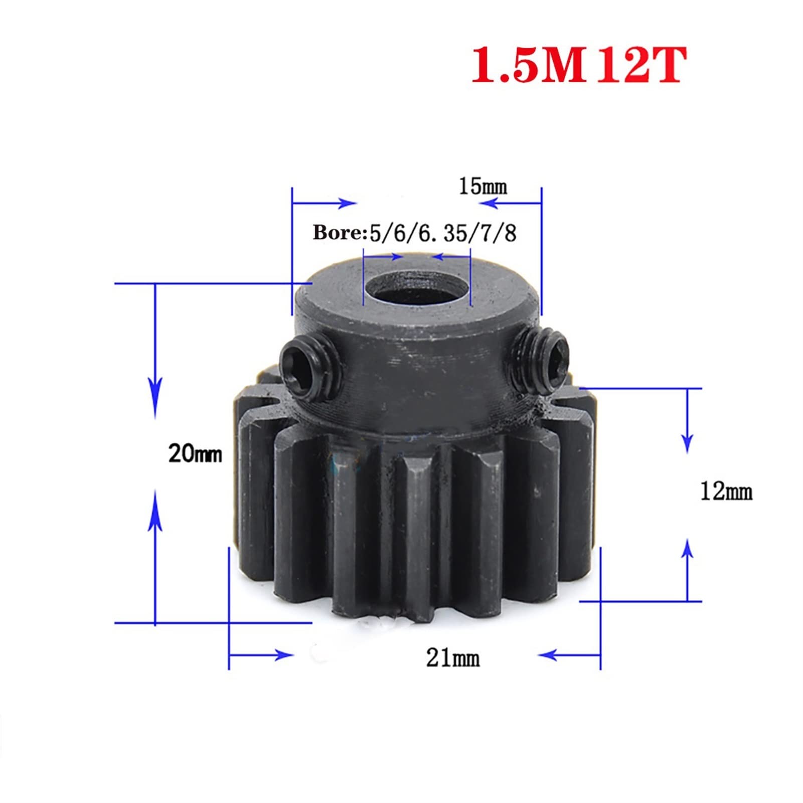 tandwielset, Rondsel 1,5 Module 16T 17T 18 Tanden Spur 6mm 6,35mm 8mm