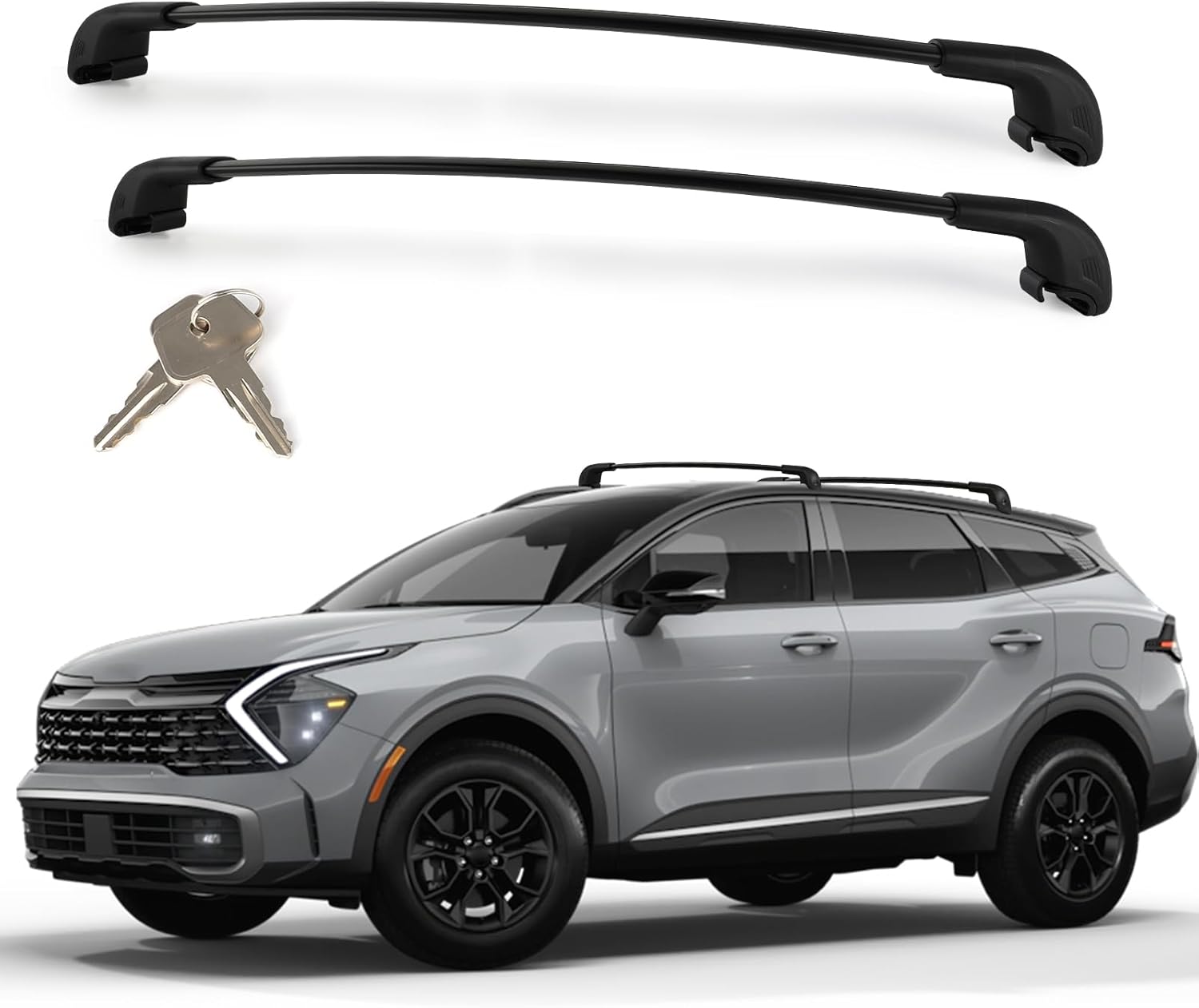Roof Rack Cross Bars Compatible with Kia Sportage SX/EX & SX/EX Prestige 2023-2026, Heavy Duty 300 LBS Lockable Aluminum Crossbars, Anti-Theft Rooftop Cargo Carrier for Bike, Kayak, Ski, Cargo Box