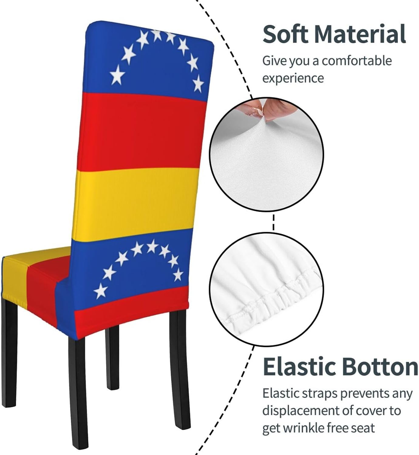 Flag of Venezuela Prints Protection Cover for Dining Chair – Stretchy & Wrinkle-Resistant Chair Throw Covers for Dining Room, Hotel, and Event Decor