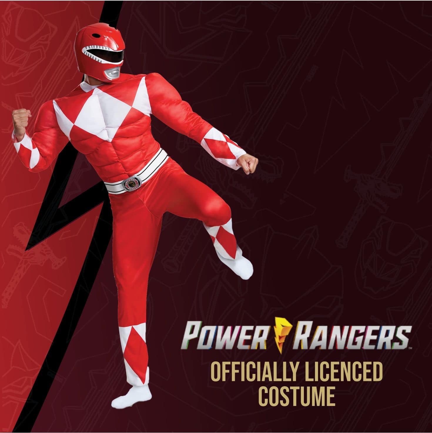 Disguise Men's Red Ranger Classic Muscle Adult Costume