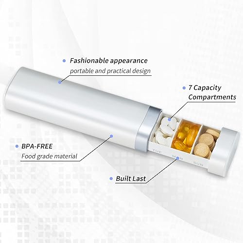 Vista 7 de Betife Travel Pill Organizer Weekly 7 Day, Compact Daily Pill Box, Portable Medicine Case, Cute Pill Holder for Vitamins Supplements, Drawer-Shaped