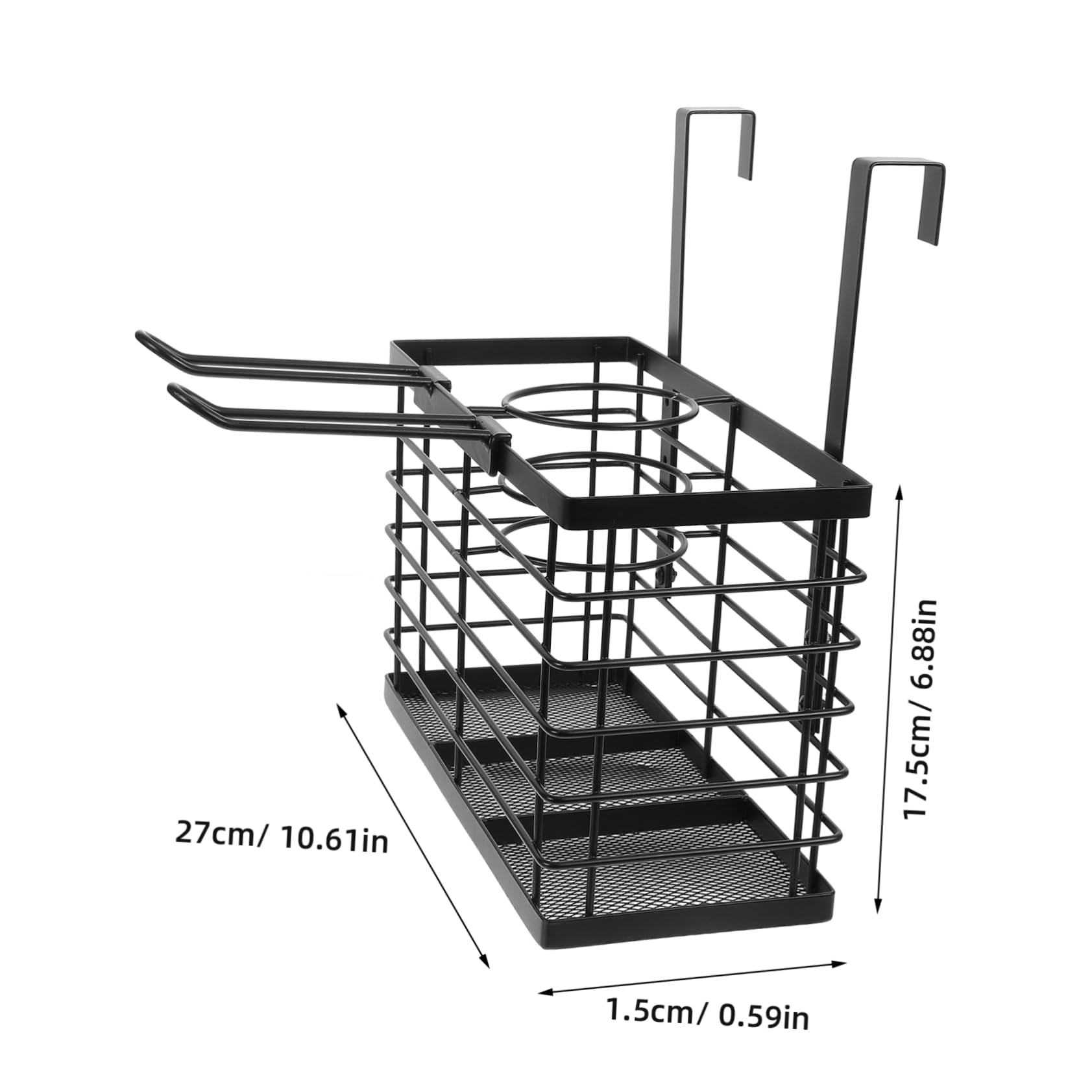 PRETYZOOM Supporto per Asciugacapelli da Porta Nero in Ferro | Organizer da Bagno, per Camera da Letto e Barber Shop, Pratico per Piccoli Oggetti