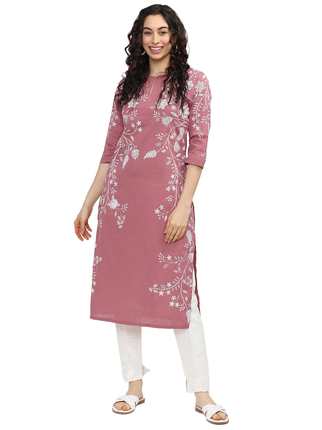 vishudh Women's Cotton Floral Regular Kurta-picture-52