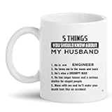 xPuffer Husband is Engineer Cup Coffee Mug | Engineering Engineers Wife Shirt Gift | Computer Engine Software Technician - Electrical Mechanical Civil Network Birthday Gifts