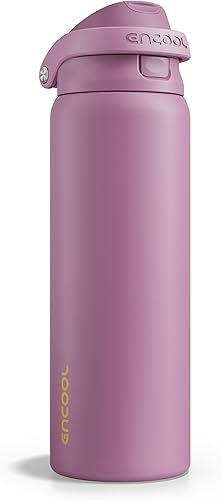 Miniatura 42 de ENCOOL - Botella aislante para agua, acero inoxidable con pajilla, mantiene el frío, tapa abatible de un solo toque, sin Bisfenol A, a prueba de
