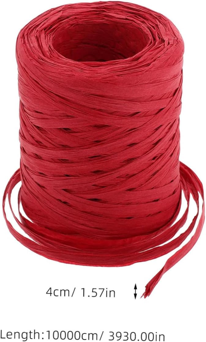 Veemoon 1Roll Natural Raffia Paper Ribbon Roll Durable Twine String for Wrapping DIY Crafts and Floral Decoration Raffia Ribbon for All Occasions