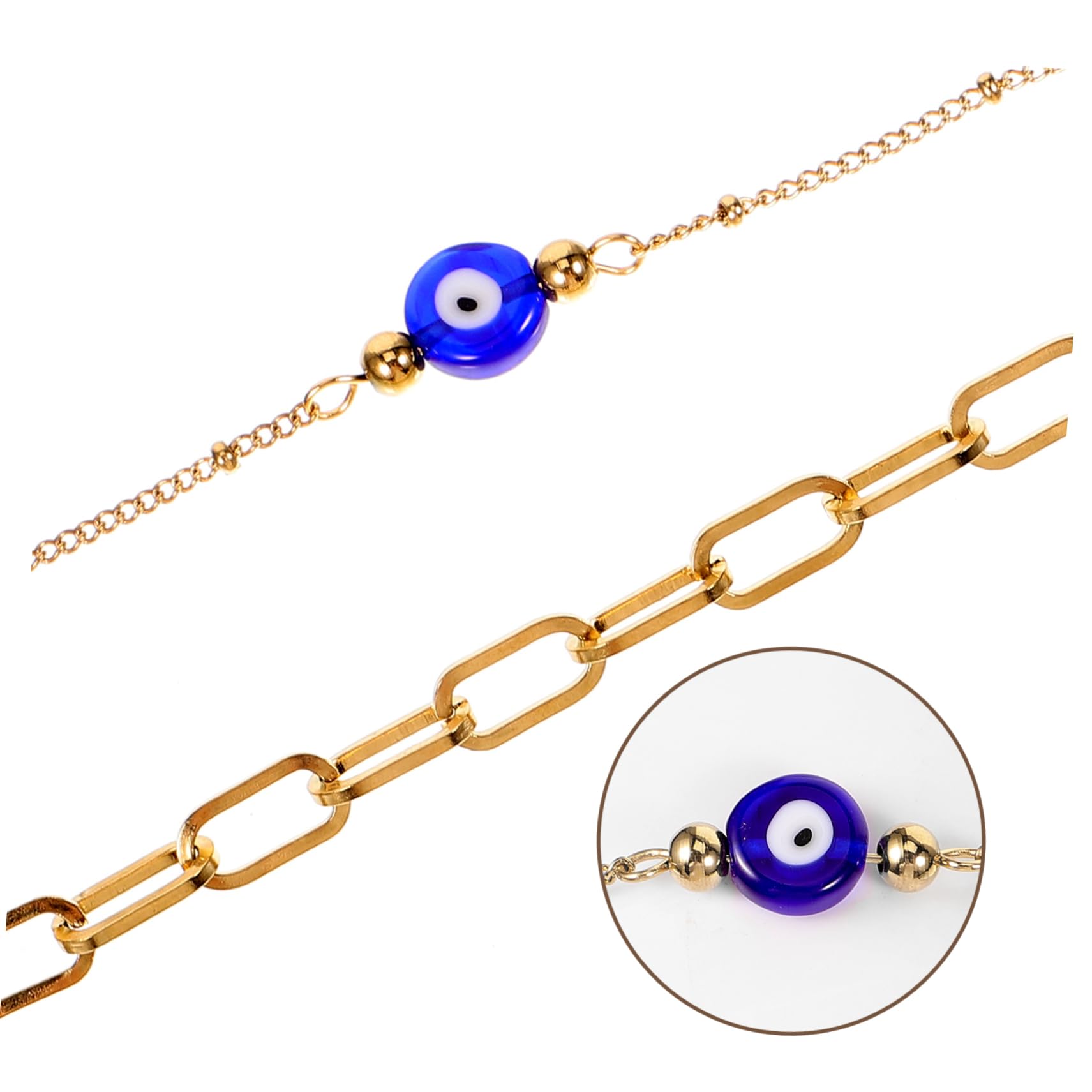 ifundom Bracelet Œil Protecteur Femme en Acier Inoxydable Réglable Doré
