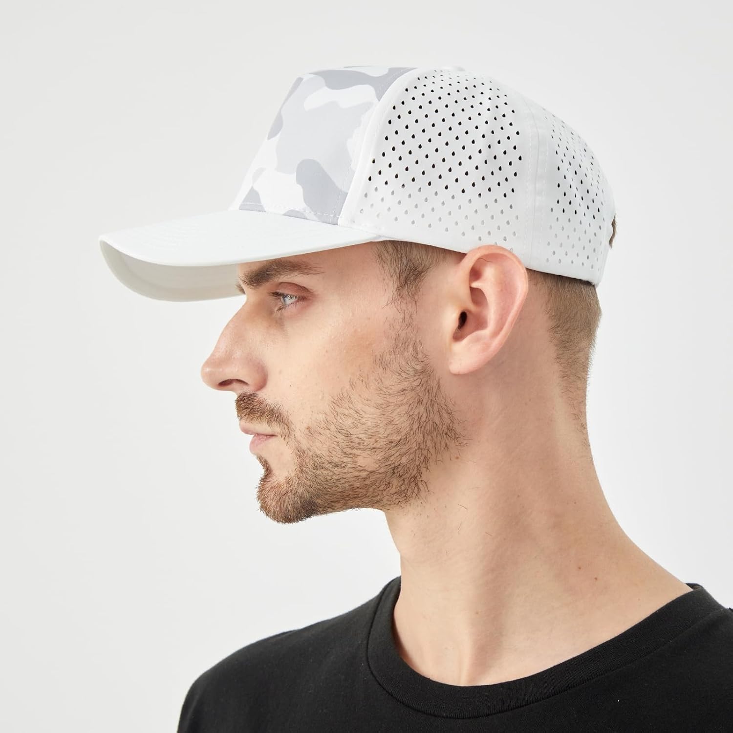 Men Quick Dry Water Resistant Mesh Snapback Baseball Cap Adjustable Hat 22"–23.6"(56–60cm) for Golf Running Workout