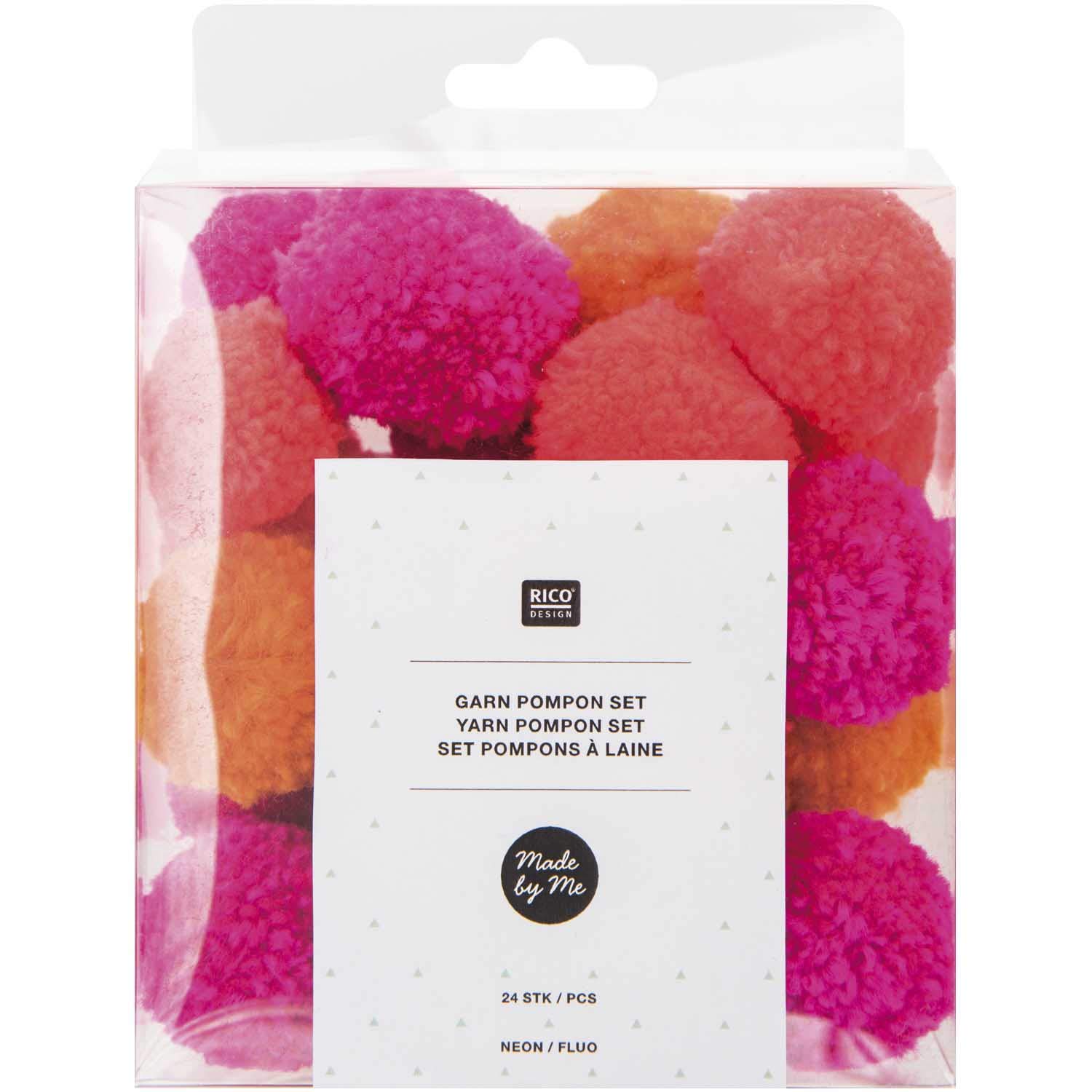 Rico Yarn Pompon Set of 24 Neon Mix