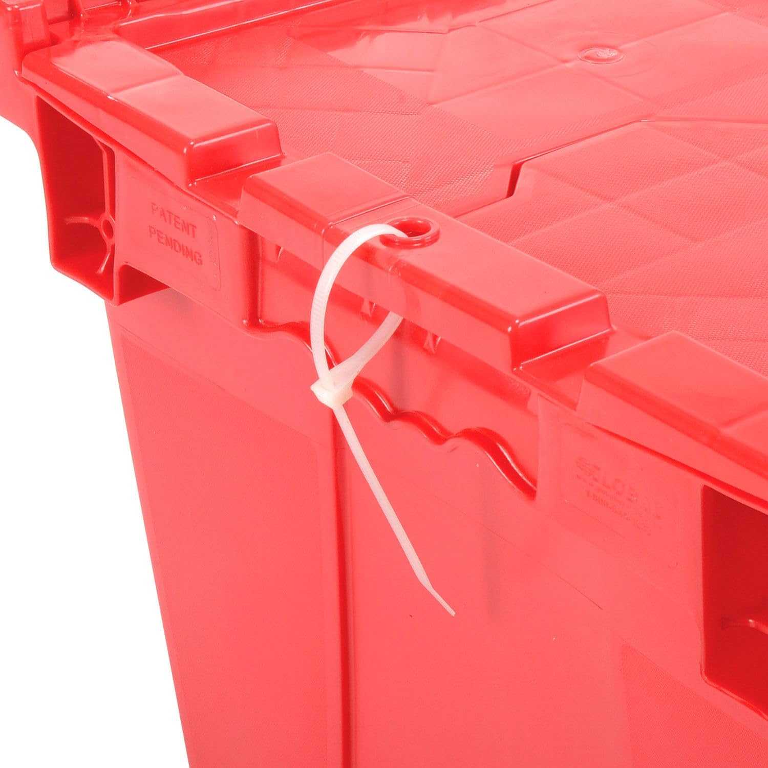 Global Industrial Plastic Distribution Container With Hinged Lid, 1.7 Cu. Ft. Capacity, 50 Lbs. Capacity, Nestable & Stackable, 21-7/8x15-1/4x12-7/8, Red