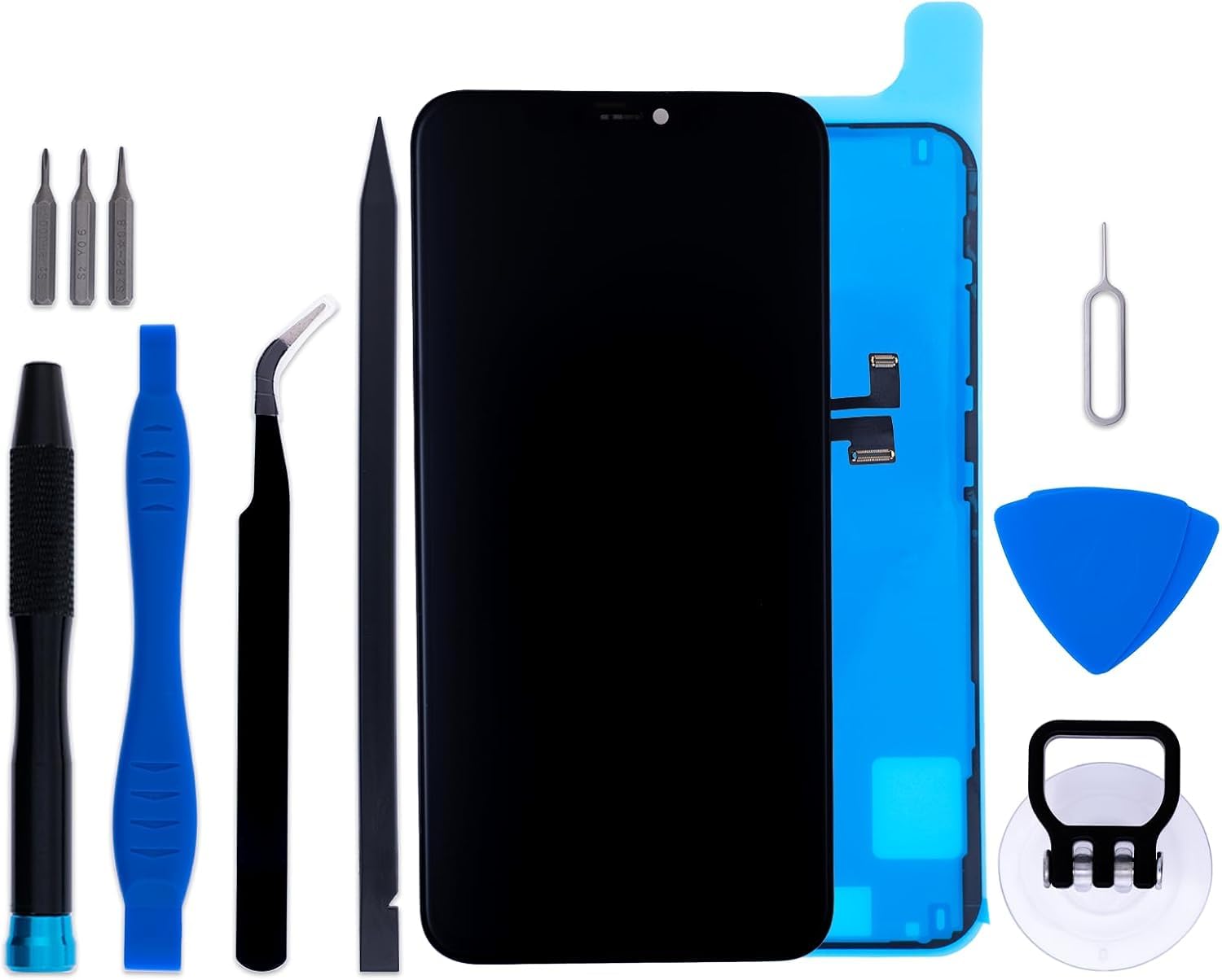 for iPhone 11 Pro Max Screen Replacement Kit 6.5 inch LCD Display 3D Touch Digitizer Assembly with Frame Adhesive and Repair Tools (Model A2218 A2161 A2220)