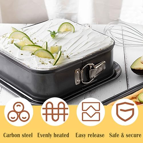 Miniatura 3 de FONTSATTY Springform - Molde para pasteles de 9 pulgadas con parte inferior extraíble, moldes para hornear, antiadherentes, a prueba de fugas (9