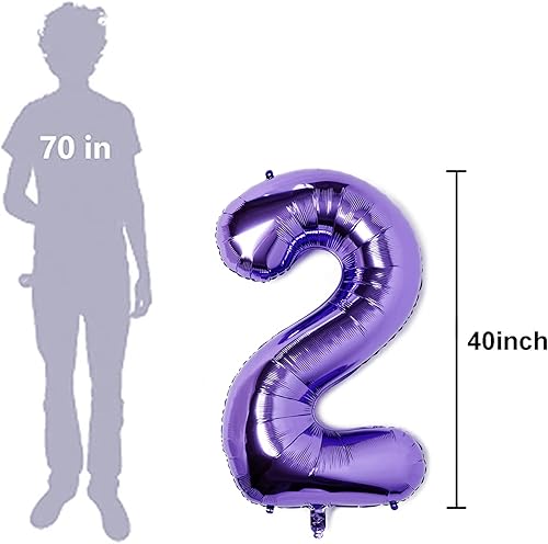 Miniatura 13 de Pupple - Globo grande de 40 pulgadas, números 0, para fiesta de cumpleaños, boda, helio, papel de aluminio de Mylar Globo número 0,Globo número